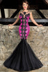 Rosy Sequin Lace Applique Mermaid Party Dress
